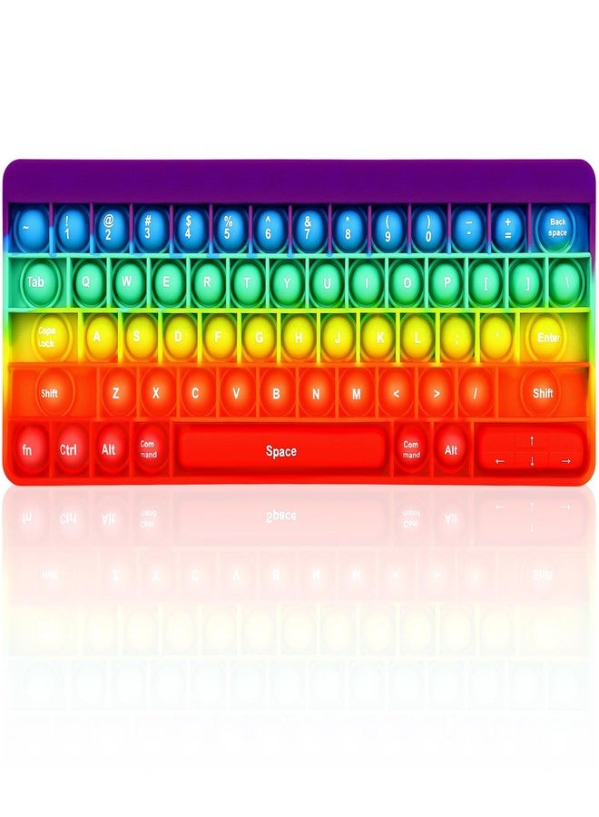 DEARIDAP Rainbow Keyboard Shape Silicone Squeeze Toys, Bubble Fidget Sensory Toys, Anxiety & Stress Reliever Autism Toy for Kids Adults School Classroom Gift Party Favors - Image 1
